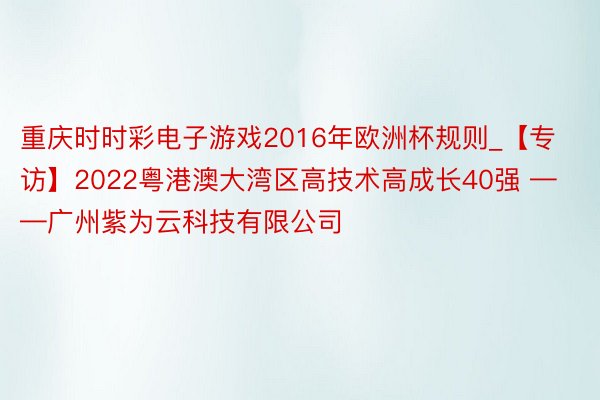 重庆时时彩电子游戏2016年欧洲杯规则_【专访】2022粤港澳大湾区高技术高成长40强 ——广州紫为云科技有限公司