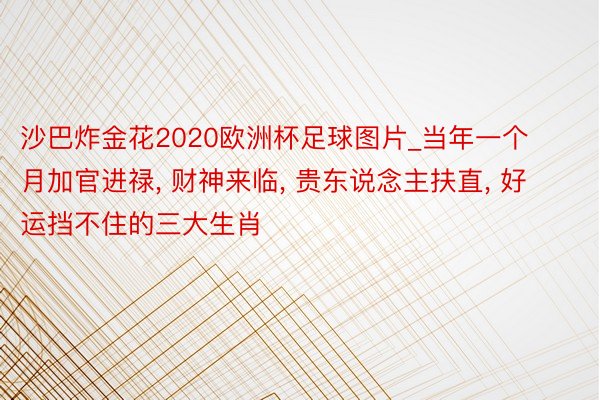 沙巴炸金花2020欧洲杯足球图片_当年一个月加官进禄, 财神来临, 贵东说念主扶直, 好运挡不住的三大生肖