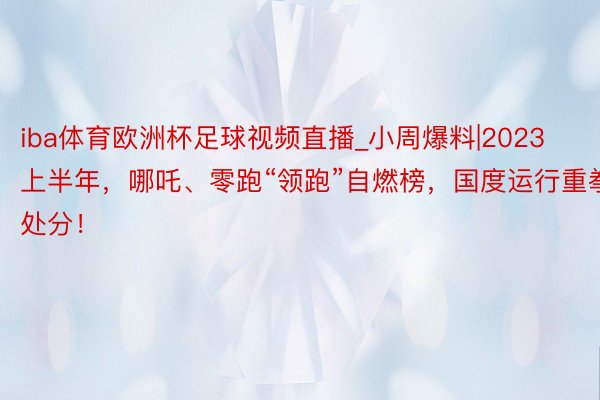 iba体育欧洲杯足球视频直播_小周爆料|2023上半年，哪吒、零跑“领跑”自燃榜，国度运行重拳处分！