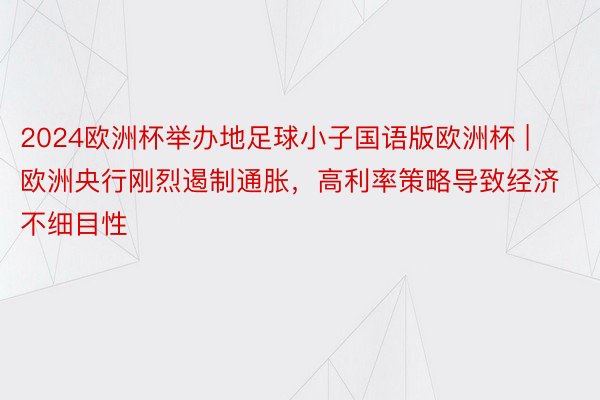 2024欧洲杯举办地足球小子国语版欧洲杯 | 欧洲央行刚烈遏制通胀，高利率策略导致经济不细目性