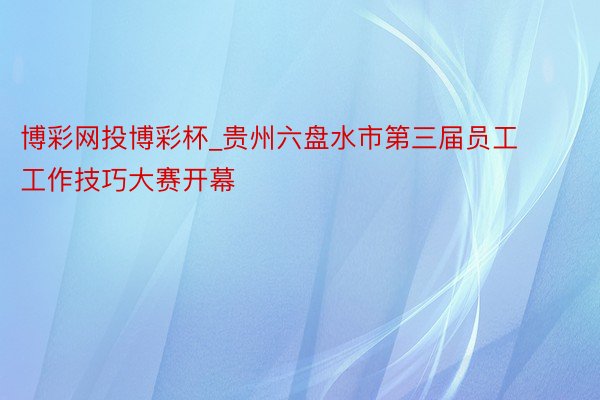 博彩网投博彩杯_贵州六盘水市第三届员工工作技巧大赛开幕